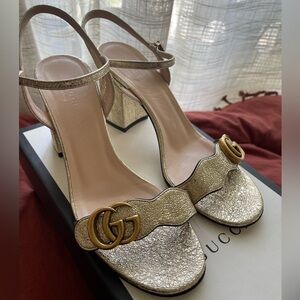 Gucci Marmont Gold Heels Size 9